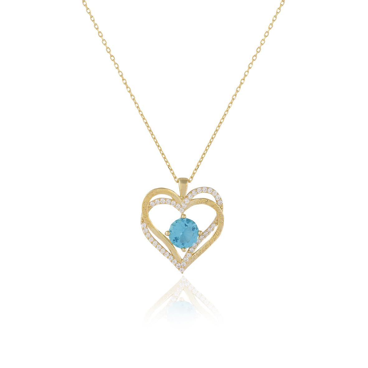 Zirconia Heart Pendant Necklace in Sterling Silver - Love You Forever Necklace - Anniversary Necklace for her Personalized