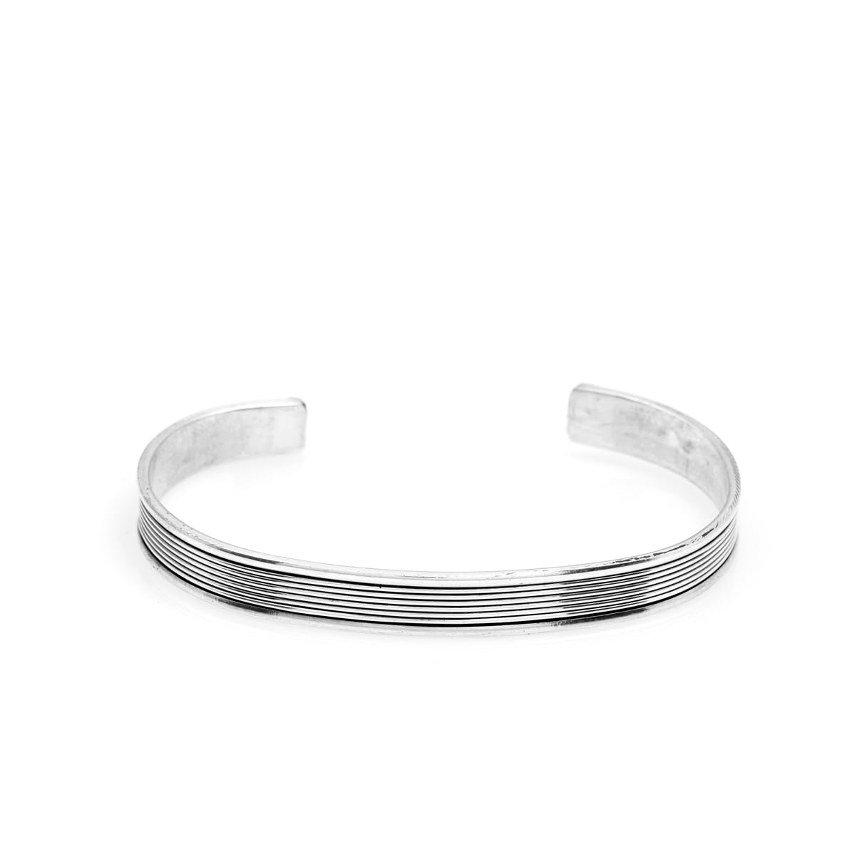 Hand-Engraved Thick Silver Band Bracelet for Men – Handmade Sterling Silver Cuff