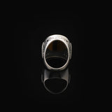 Tiger Eye Ring for Men – Large Chunky Sterling Silver Ottoman Ring with Micro Sapphire Stone — image 5