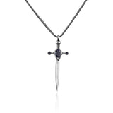 Sapphire Sword Necklace for Men in Sterling Silver – Gothic and Biker Pendant — image 1