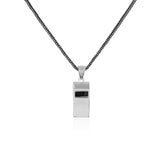 Men’s Whistle Pendant Necklace - Sterling Silver Gothic Biker Necklace with Silver Chain &Free Polishing Cloth - Handcrafted Silver Necklace — image 1
