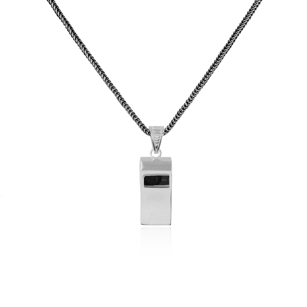 Men’s Whistle Pendant Necklace - Sterling Silver Gothic Biker Necklace with Silver Chain &Free Polishing Cloth - Handcrafted Silver Necklace