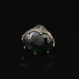 Emerald Ring -Oval Stone Large Gemstone Ring Ottoman Men Vintage Handmade 925 Sterling Silver Rings for Men with Silver Polishing Cloth Gift — image 2