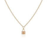 Sterling Silver Lock Necklace with Zircon Stone for Women - Lock Necklace with Zircon Stone in Gold Jewelry for Women - Cute Lock Necklace featuring Zircon Stone in Aesthetic Jewelry — image 1
