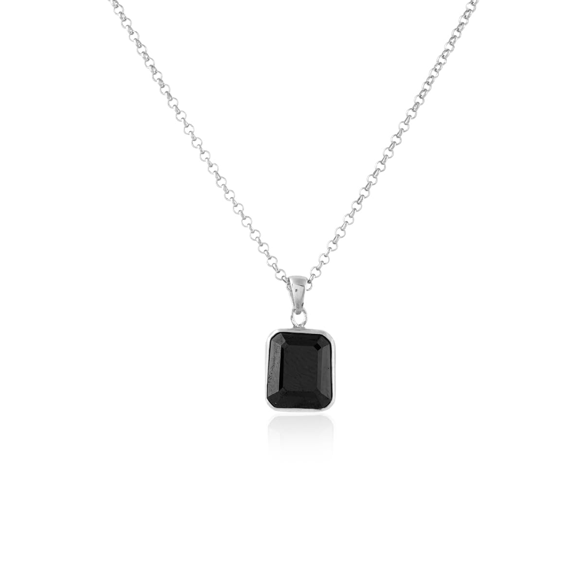 Onyx Necklace Men’s Pendant in Sterling Silver – Gemstone Necklace with Polished Finish