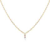 Sterling Silver Necklace with Zircon Stone for Women - Gold Plated Sterling Silver Necklace with Zircon Stone Charm - Birthday Gifts for Women — image 1