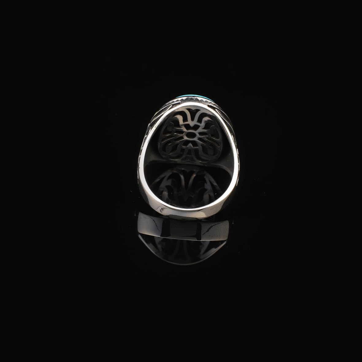 Handmade Ottoman Turquoise Signet Ring for Men – Vintage Sterling Silver Gemstone Ring