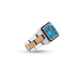 Men's Turquoise Ring - Vintage Rolex Model Signet Ring in Sterling Silver - Handmade Engagement Ring with Custom Engraving - Gift Silver Polishing Cloth Included — image 1