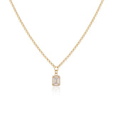 Baguette Necklace with Zircon Stone in Gold Plated Sterling Silver - Cute and Aesthetic Necklace - Gold Plated Sterling Silver for Women - Birthday Gifts for Women — image 1