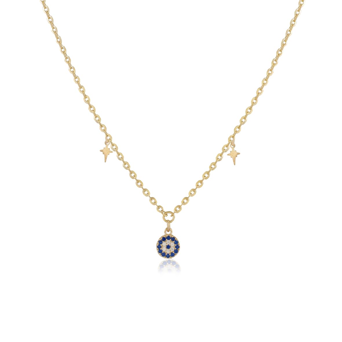 Evil Eye and Star Necklace Gold Plated and Sterling Silver Necklace for Women - Sterling Silver and Gold Plated Necklaces with Evil Eye and Star Charms - Birthday Gifts for Women