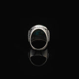Handmade Special Turquoise Gemstone Ring – Large Chunky Ottoman Sterling Silver Ring for Men – Micro Sapphire Accent – Vintage Style Engagement Ring with Custom Engraving — image 5
