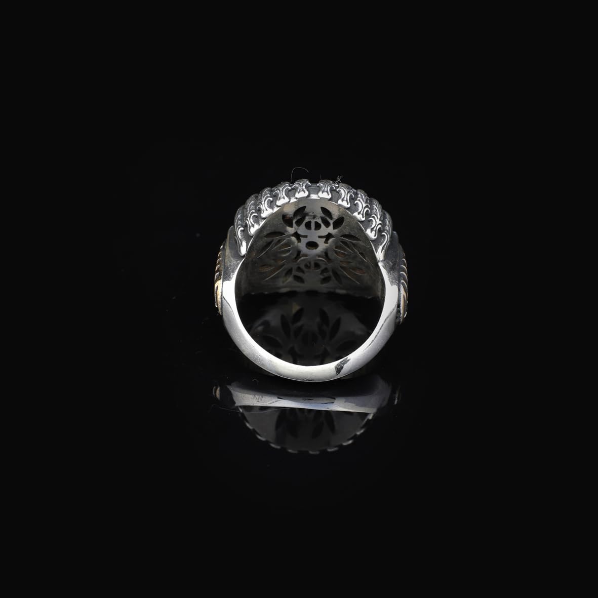Lapis Lazuli and Black Onyx Knife Ring - Vintage Handmade 925 Sterling Silver Men's Ring with Micro Stone Accents and Silver Polishing Cloth Gift