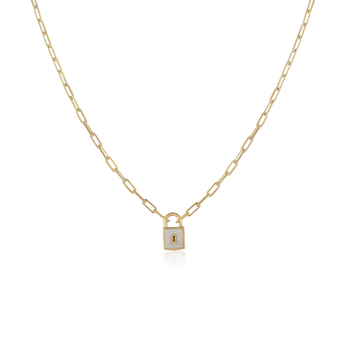 Gold Plated and Sterling Silver Lock Necklace - Lock Pendant Choker - Gold Plated and Sterling Silver for Women - Birthday Gifts for Women