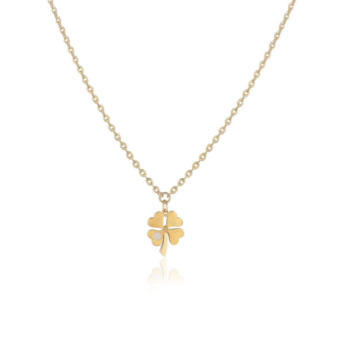 Four-Leaf Clover Gold Plated Sterling Silver Necklace - Gold Jewelry for Women Aesthetic and Cute - Birthday Gifts for Women