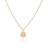 Four-Leaf Clover Necklace with Zircon Stone - Sterling Silver Necklace for Women - Four-Leaf Clover Necklace with Gold & Zircon Accents - Birthday Gifts for Women — image 1