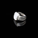 Handmade Mother of Pearl Pinky Ring - 925 Sterling Silver Men's Gemstone Ring with Polishing Cloth Gift — image 3