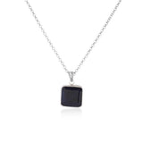 Sapphire Necklace – Gemstone Men’s Initial Pendant in Polished Sterling Silver with Silver Chain — image 1