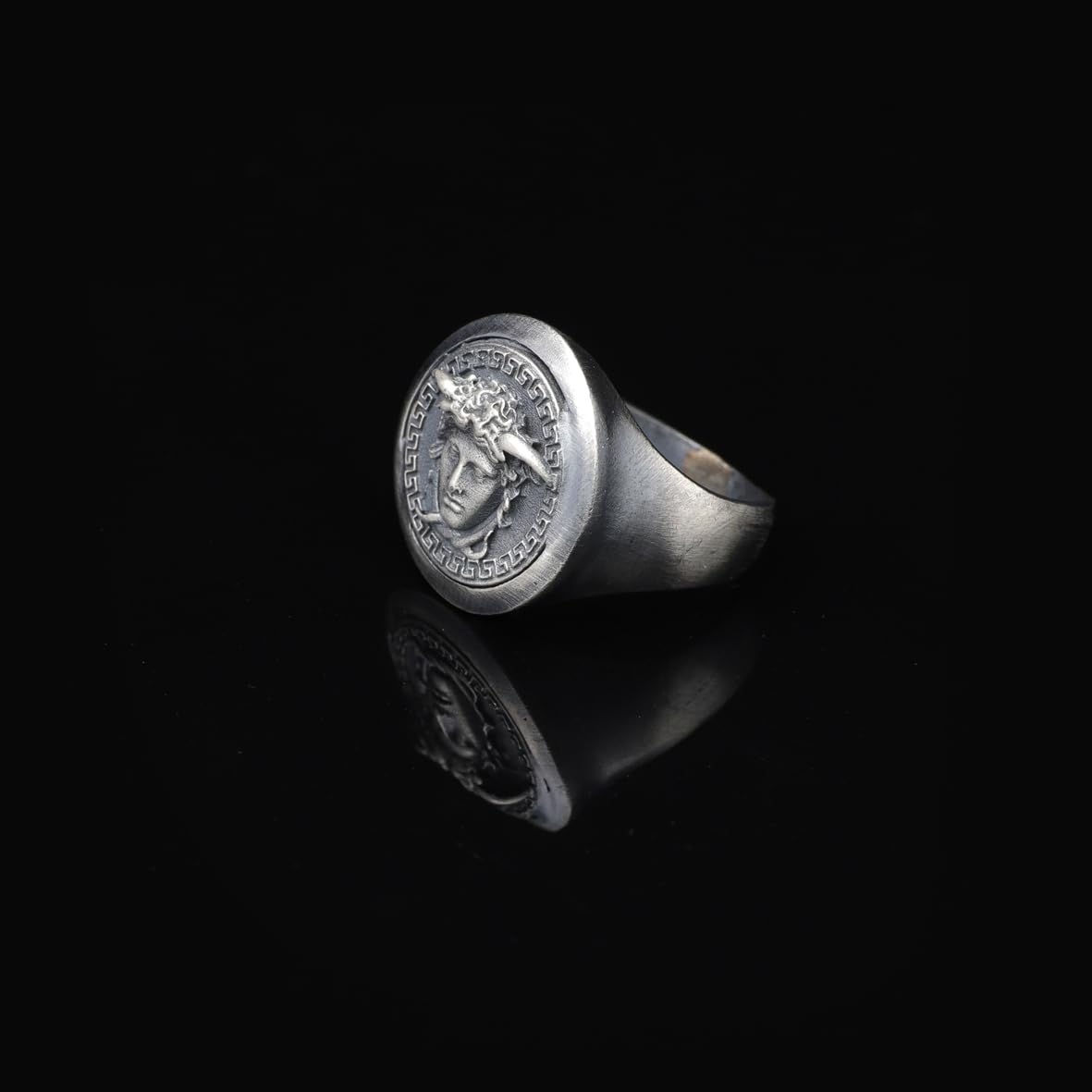 Handmade Medusa Pinky Signet Ring - 925 Sterling Silver Men's Jewelry