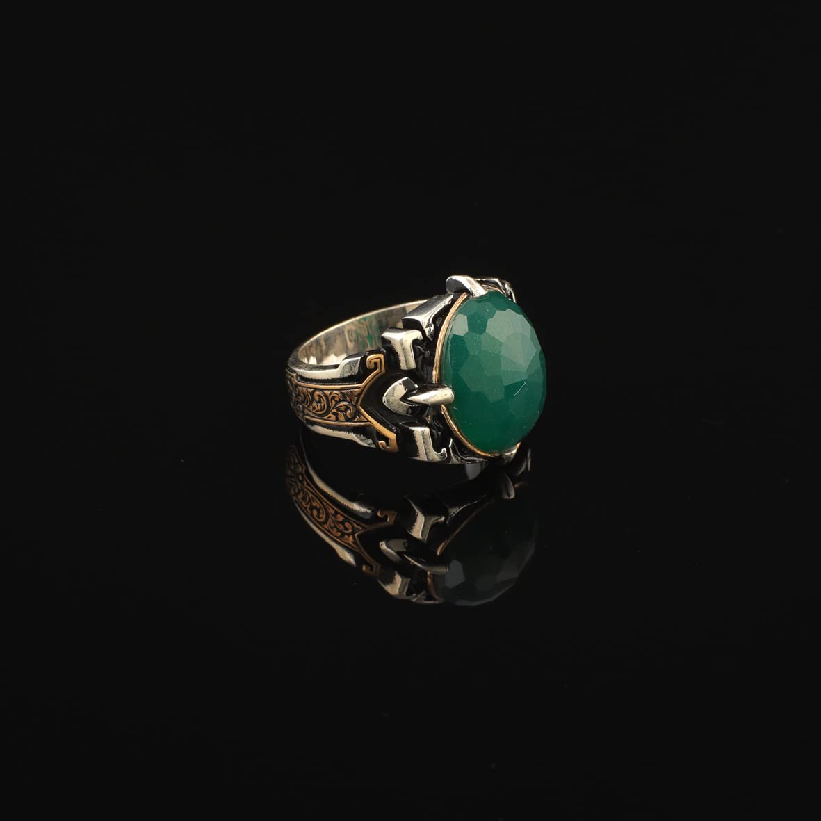 925K Sterling Silver Jade Ring