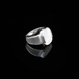 Handmade Mother of Pearl Pinky Ring - 925 Sterling Silver Men's Gemstone Ring with Polishing Cloth Gift — image 5
