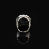 Space Onyx Stone Ring – Large Chunky Sterling Silver Ring with Micro Sapphire Stone — image 5