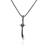 Sterling Silver Sword & Lion Necklace – Gothic Biker Mens Pendant on Silver Chain – Polished Silver Necklace + Cleaning Cloth Gift — image 1