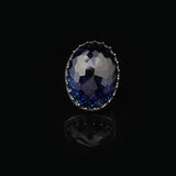 Blue Sapphire Oval Stone Large Ring -Gemstone Ottoman Men Vintage Handmade 925Sterling Silver Rings for Men with Silver Polishing Cloth Gift — image 3