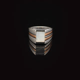Handmade Mother of Pearl Gemstone Signet Pinky Ring - Vintage 925 Sterling Silver Men's Engagement Ring - Polished Finish with Custom Engraving & Silver Polishing Cloth Gift — image 3
