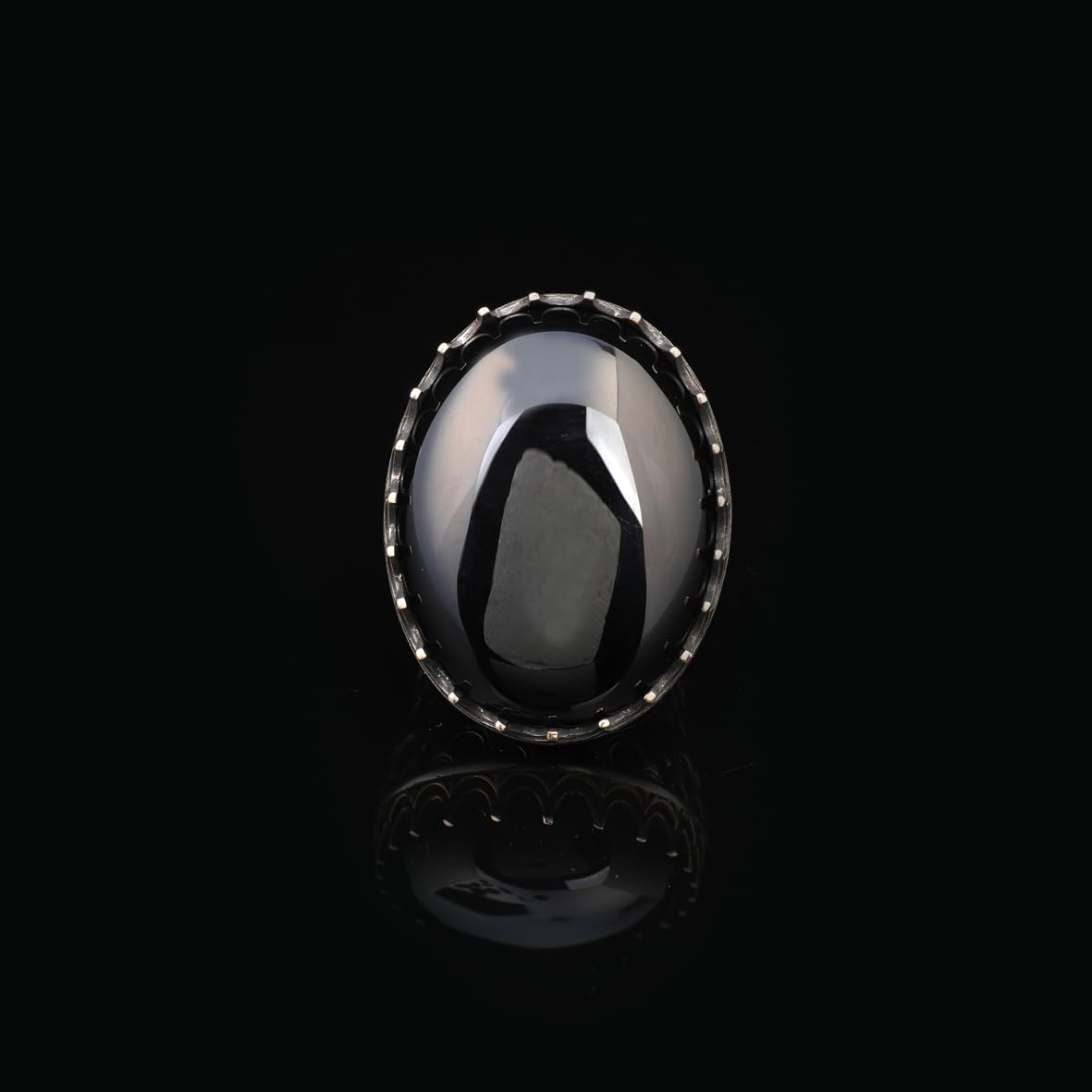 Vintage Men's Black Onyx Ring - Oval Large Gemstone Ring