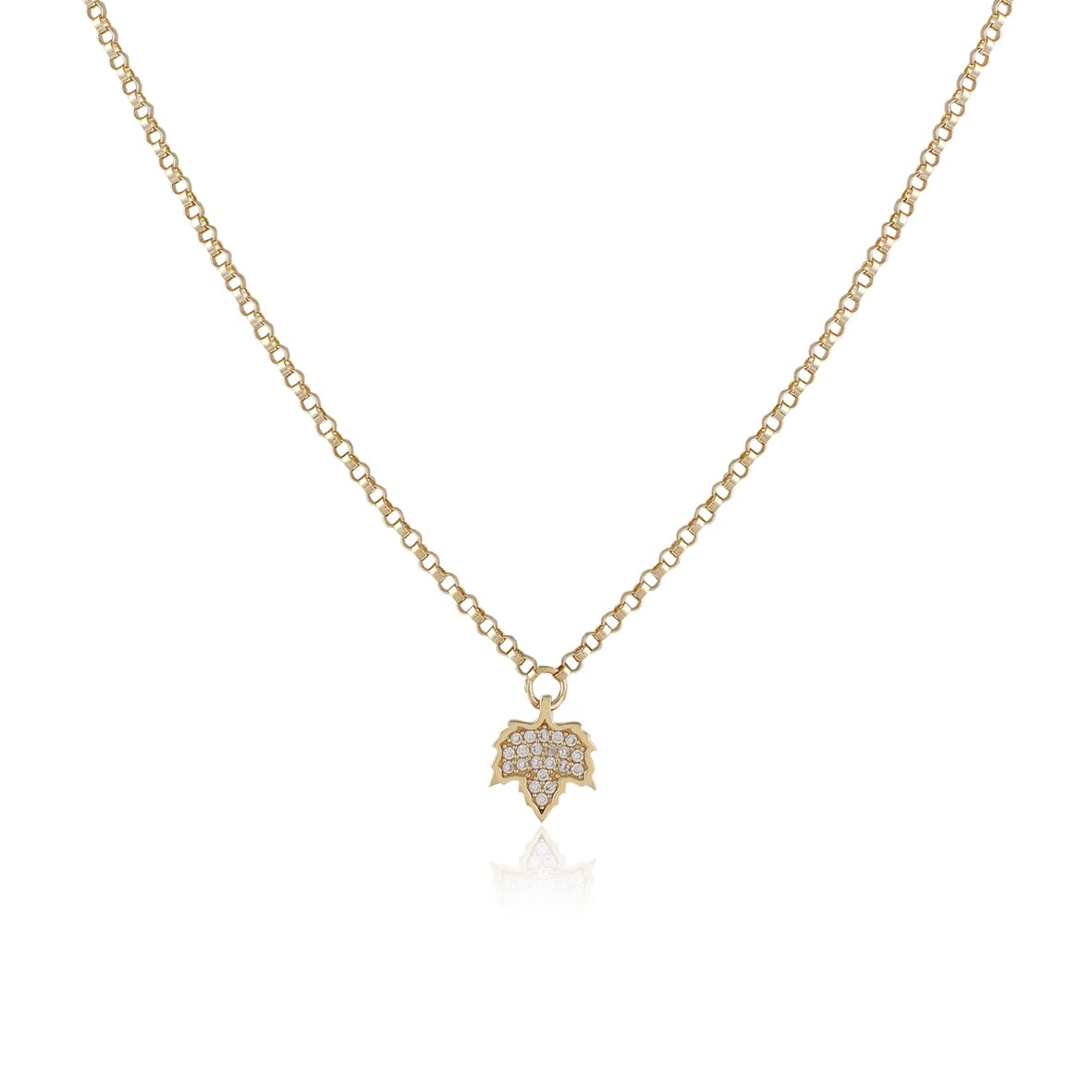 Leaf Necklace with Zircon Stone in Gold Jewelry for Women - Gold Plated Leaf Necklace - Aesthetic Jewelry Delight - Birthday Gifts for Women