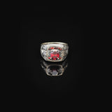 Vintage Garnet Ring for Men - Handmade Turkish 925 Sterling Silver Engagement Ring with Polished Gemstone and Silver Polishing Cloth Gift — image 3