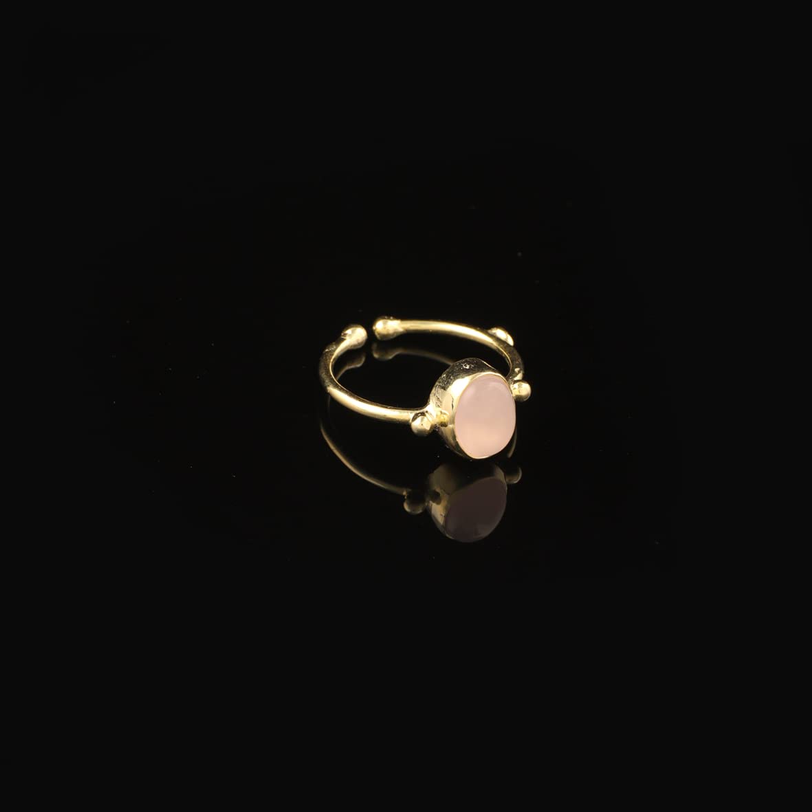 Jewellery Pit Adjustable Rose Quartz Statement Ring for Women - Handcrafted Stone Jewelry - Women's Middle Finger Adjustable Rose Quartz Ring