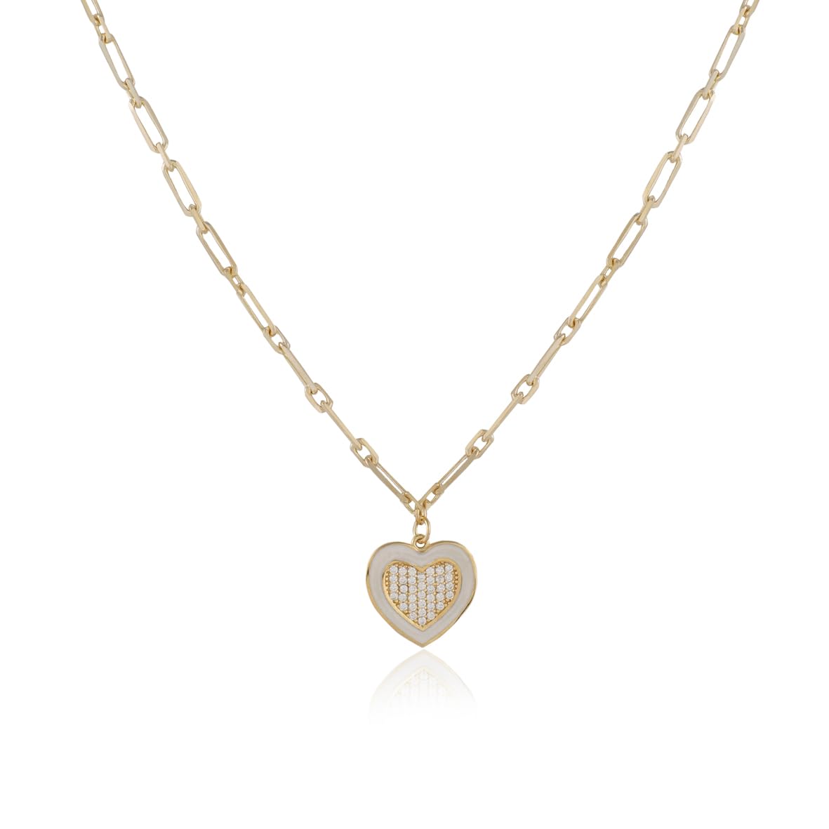 Zircon Stone Heart Necklace - Gold Plated and Sterling Silver Heart Pendant for Women - Dainty Gold Plated and Sterling Silver Necklace - Birthday Gifts for Women