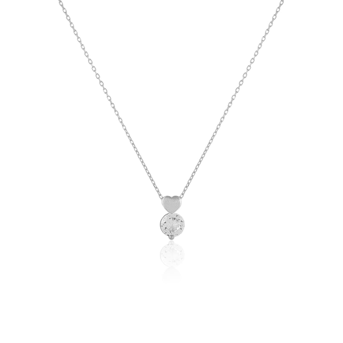 Zircon Necklace with Heart Pendant in Sterling Silver - Sterling Silver Heart Necklace for Women - Aesthetic Jewelry with Cute Necklaces - Birthday Gifts for Women