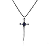 Sapphire Sword Necklace for Men in Sterling Silver – Gothic and Biker Pendant — image 1