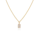 Baguette Necklace with Zircon Stone in Gold Plated Sterling Silver - Cute and Aesthetic Necklace - Gold Plated Sterling Silver for Women - Birthday Gifts for Women — image 1