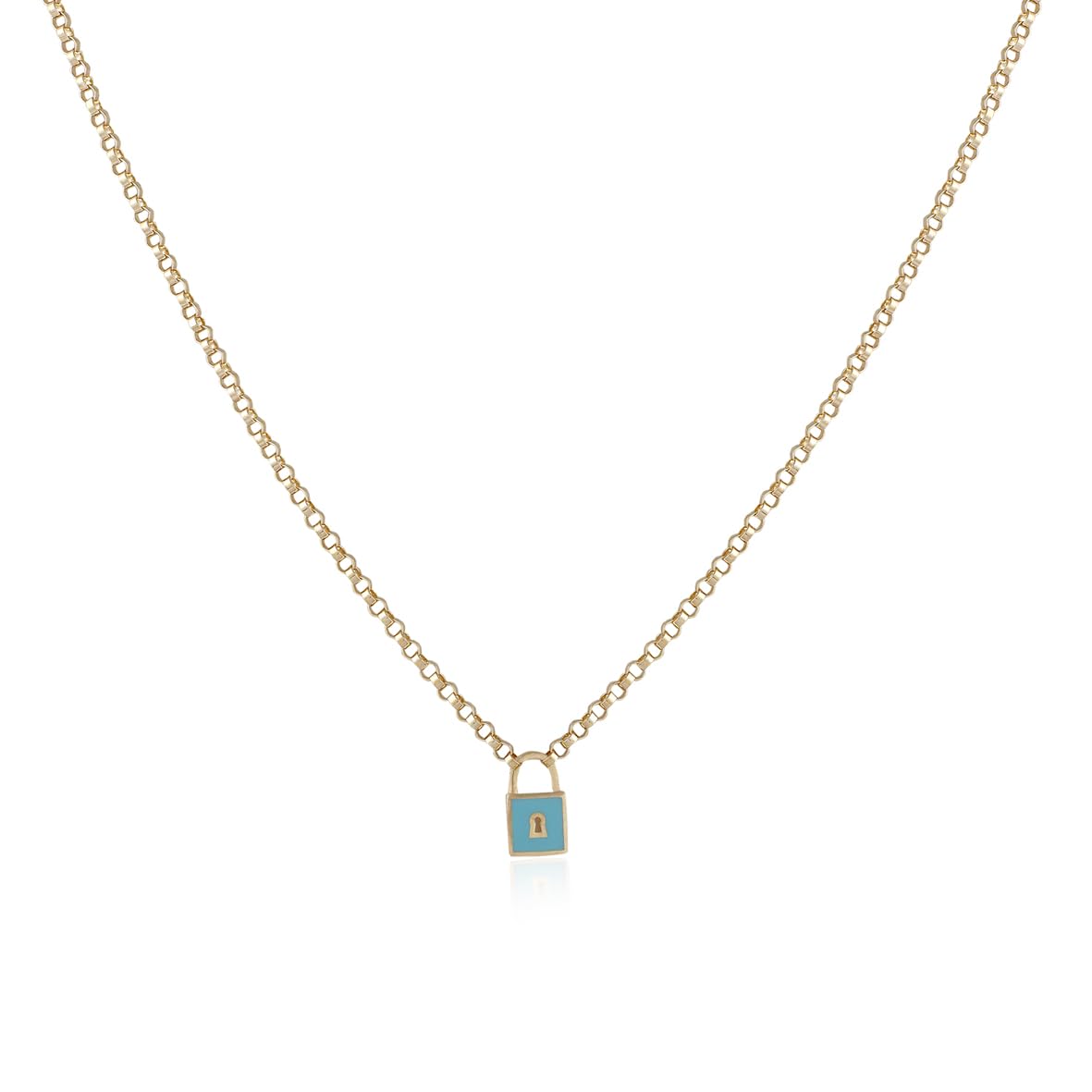 Gold Plated and Sterling Silver Lock Necklace - Lock Pendant Choker - Gold Plated and Sterling Silver for Women - Birthday Gifts for Women