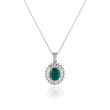 Sterling Silver Baguette and Emerald Necklace - Sterling Silver Aesthetic Jewelry for Women - Cute and Chic Sterling Silver Jewelry — image 1