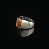 Tiger Eye Gemstone Pinky Ring for Men – Sterling Silver Ottoman Signet Ring — image 5