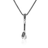 Men's Silver Men’s Wrench Pendant Necklace - Sterling Silver Gothic Biker Necklace with Silver Chain & Free Polishing Cloth — image 1