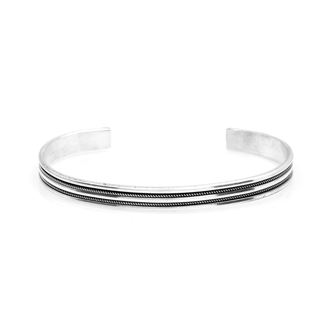 Hand-Engraved Thick Silver Band Bracelet for Men – Handmade Sterling Silver Cuff