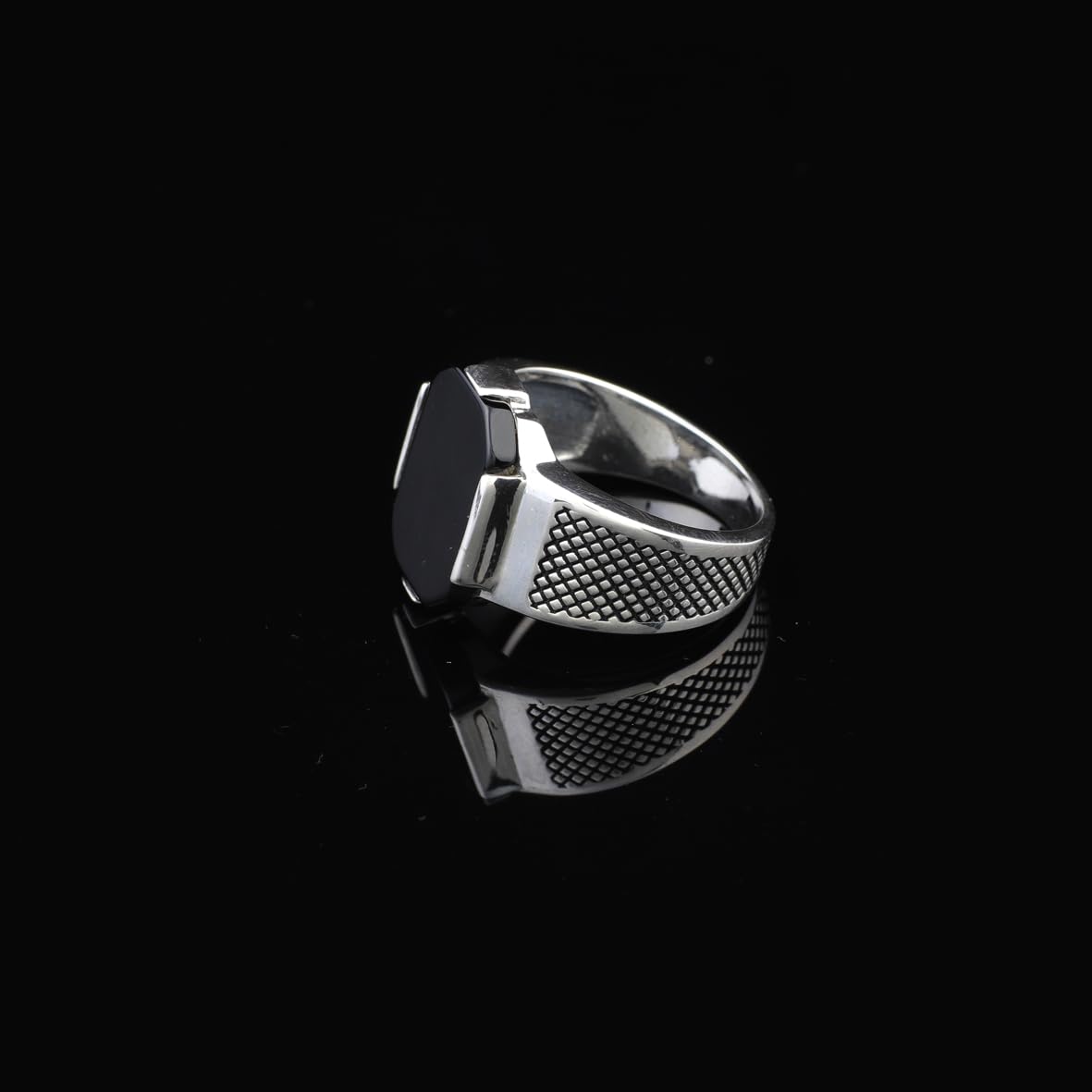 Handmade 925 Sterling Silver Black Onyx Pinky Ring - Men's Gemstone Jewelry with Silver Polishing Cloth Gift