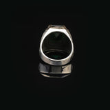 Handmade Emerald Gemstone Watch Band Ring – 925 Sterling Silver Vintage Men's Engagement Ring – Custom Engraved Rings for Men + Silver Polishing Cloth Gift — image 6