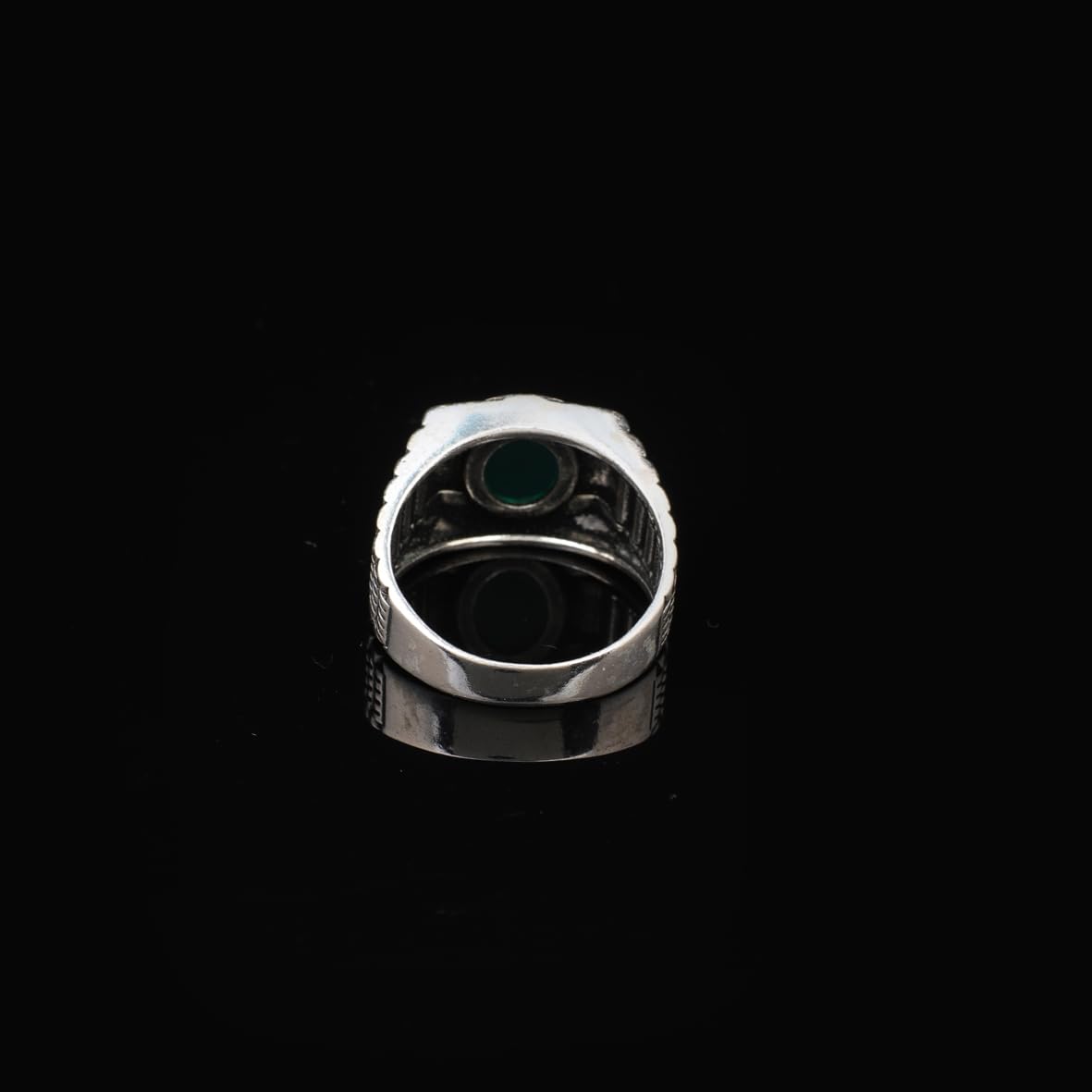 Handmade Jade Gemstone Watch Band Engagement Ring for Men Vintage 925 Sterling Silver