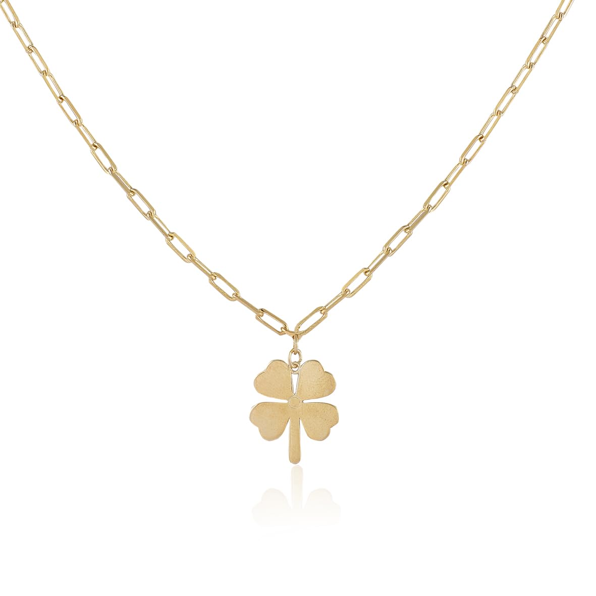 Gold Plated Sterling Silver Necklace with Four Leaf Clover Charm - Four Leaf Clover Necklace in Gold Plated Jewelry Collection for Women - Birthday Gifts for Women