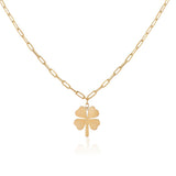 Gold Plated Sterling Silver Necklace with Four Leaf Clover Charm - Four Leaf Clover Necklace in Gold Plated Jewelry Collection for Women - Birthday Gifts for Women — image 1
