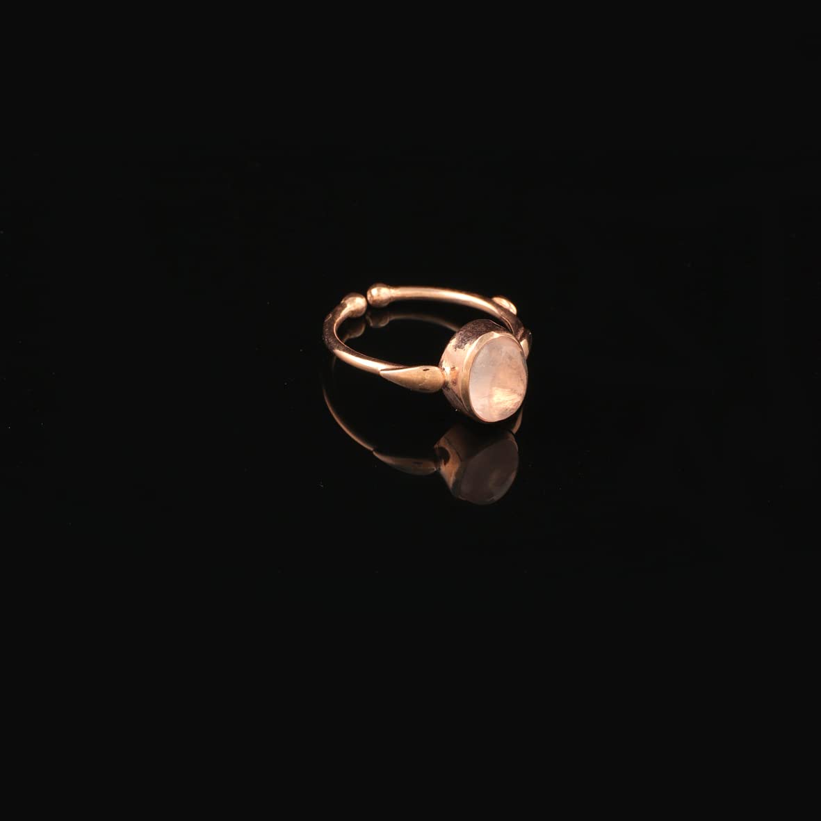 Jewellery Pit Adjustable Rose Quartz Statement Ring for Women - Handcrafted Stone Jewelry - Women's Middle Finger Adjustable Rose Quartz Ring