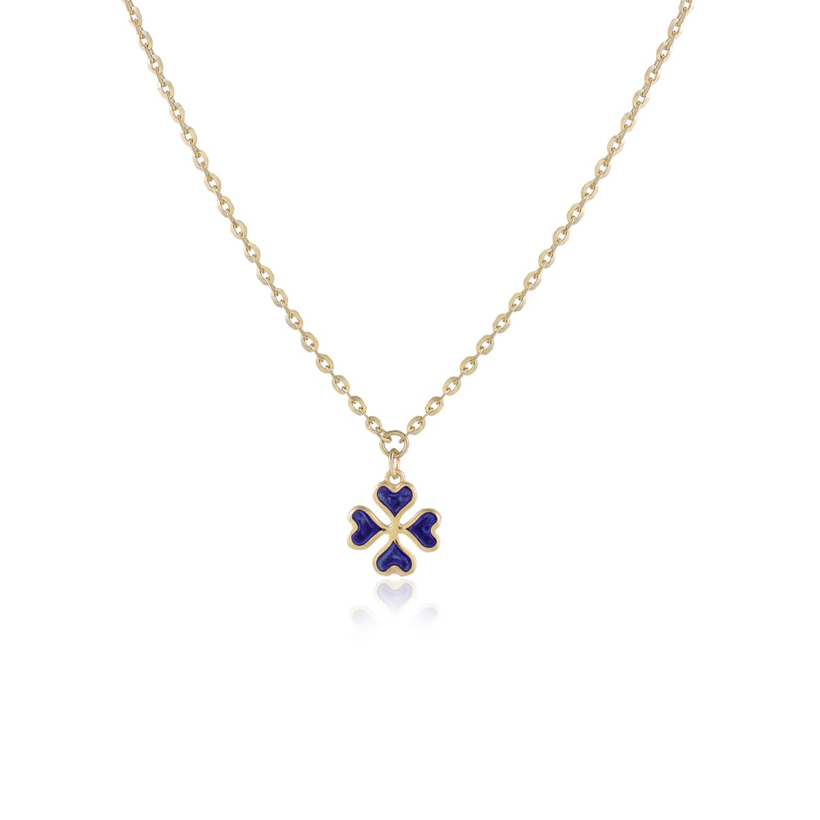 Four-Leaf Clover and Heart Pendant Sterling Silver Gold Plated Necklace - Aesthetic Jewelry - Sterling Silver Gold Plated for Women - Birthday Gifts for Women