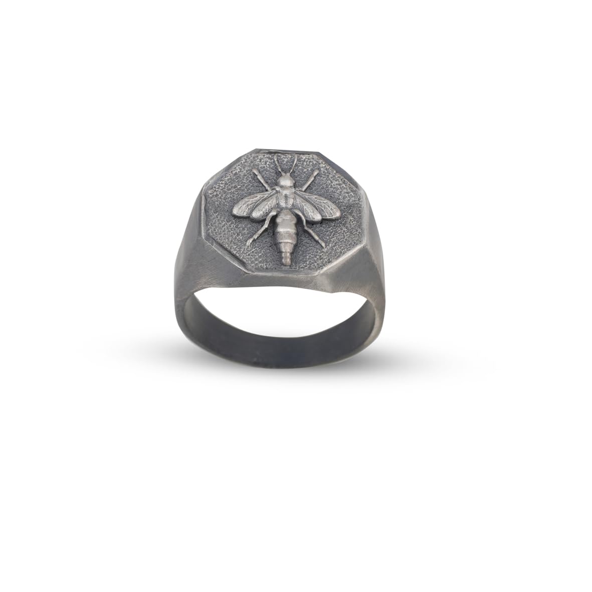 Handmade Bee Signet Ring - 925 Sterling Silver Men's Jewelry