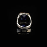 Handmade Mens Sterling Silver Sapphire Ring – Ottoman Vintage Gemstone Engagement Ring with Custom Engraving & Gift Silver Polishing Cloth — image 6